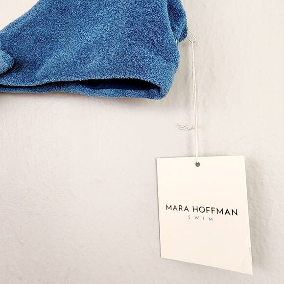 NEW Mara Hoffman Rio Knot Front Scoop Neck Bikini Swim Top in Slate Blue - Picture 7 of 13